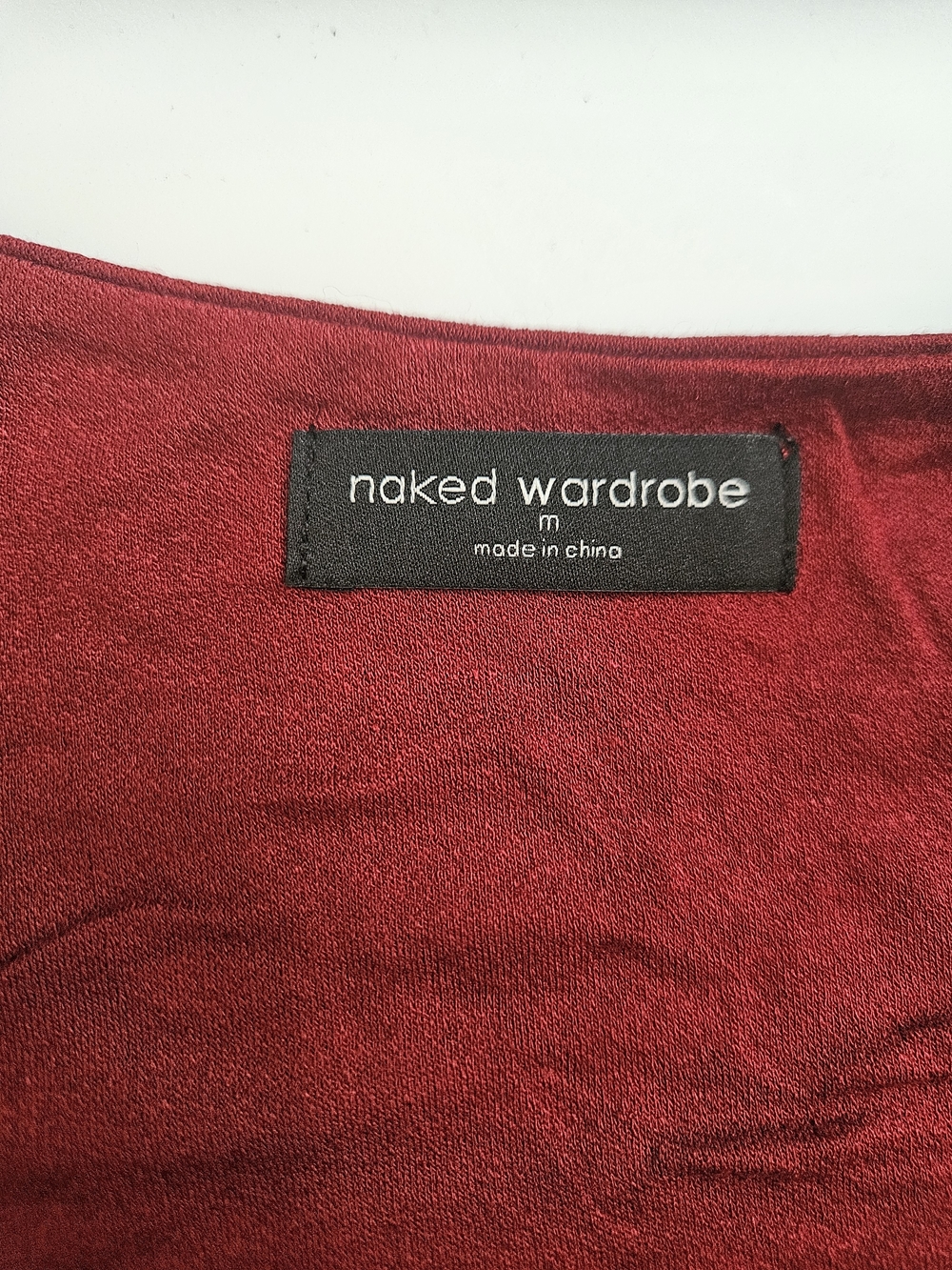 Naked Wardrobe Long Sleeve Crop Top Burgundy Sz M New - Picture 6 of 7